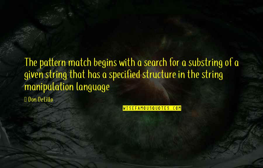 High Septon Quotes By Don DeLillo: The pattern match begins with a search for