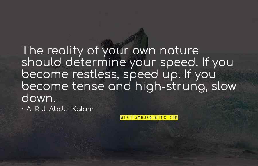 High Strung Quotes By A. P. J. Abdul Kalam: The reality of your own nature should determine