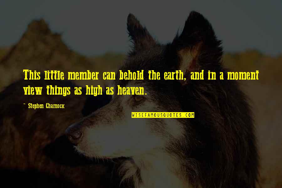 High View Quotes By Stephen Charnock: This little member can behold the earth, and