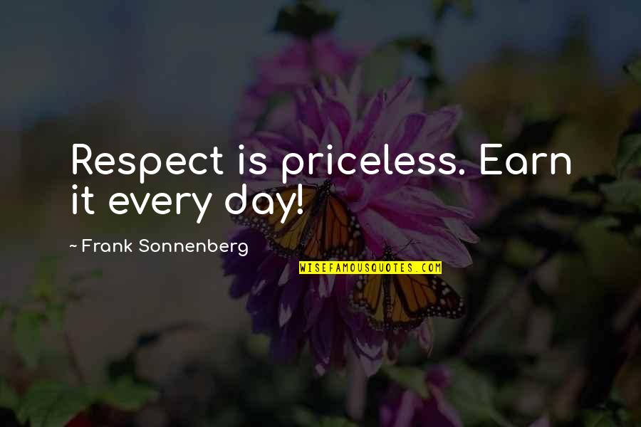 Higher Further Faster Quote Quotes By Frank Sonnenberg: Respect is priceless. Earn it every day!