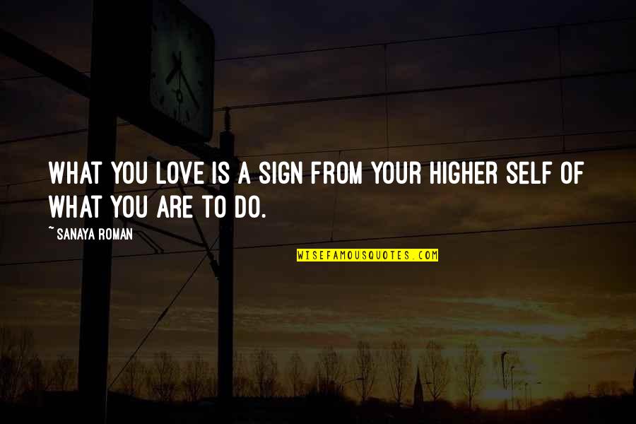 Higher Self Quotes By Sanaya Roman: What you love is a sign from your