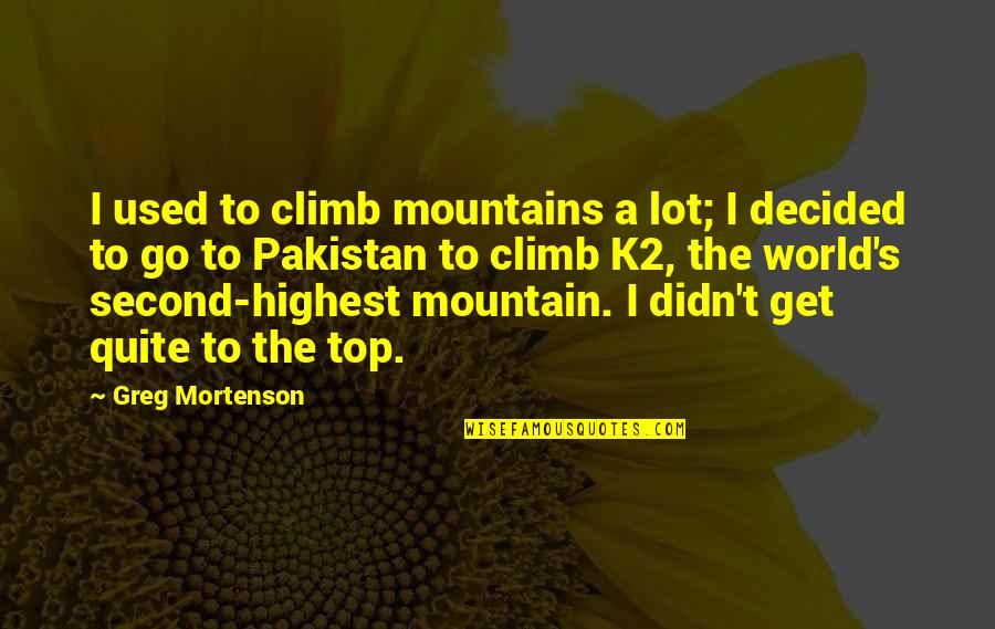 Highest Mountain Quotes By Greg Mortenson: I used to climb mountains a lot; I