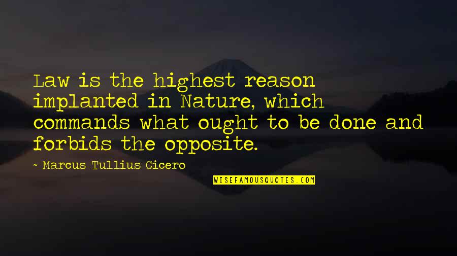 Highest Quotes By Marcus Tullius Cicero: Law is the highest reason implanted in Nature,