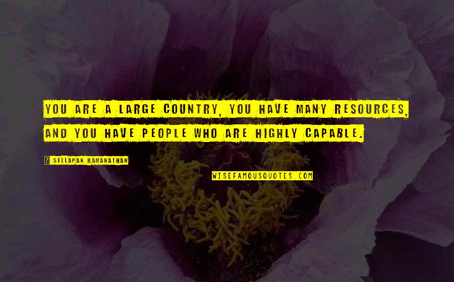 Highly Quotes By Sellapan Ramanathan: You are a large country, you have many Highly Quotes By Sellapan Ramanathan: You are a large country, you have many