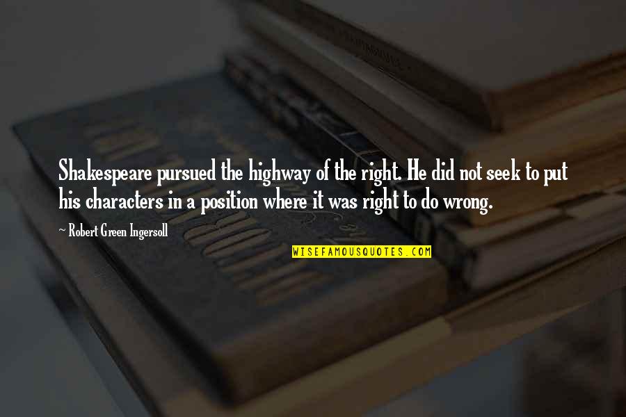 Highway Quotes By Robert Green Ingersoll: Shakespeare pursued the highway of the right. He