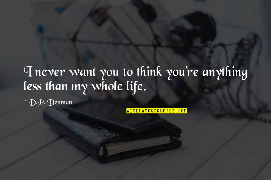 Highwaymans Hat Quotes By D.P. Denman: I never want you to think you're anything