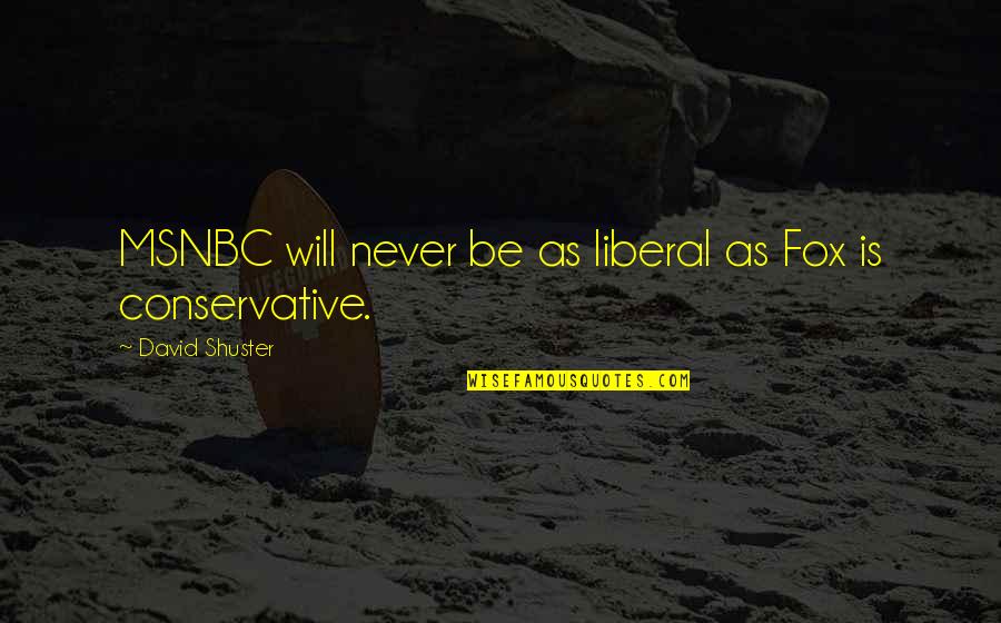 Higinio Ortiz Quotes By David Shuster: MSNBC will never be as liberal as Fox Higinio Ortiz Quotes By David Shuster: MSNBC will never be as liberal as Fox