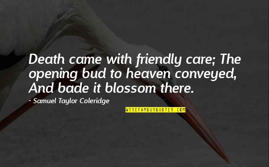 Higson Boson Quotes By Samuel Taylor Coleridge: Death came with friendly care; The opening bud