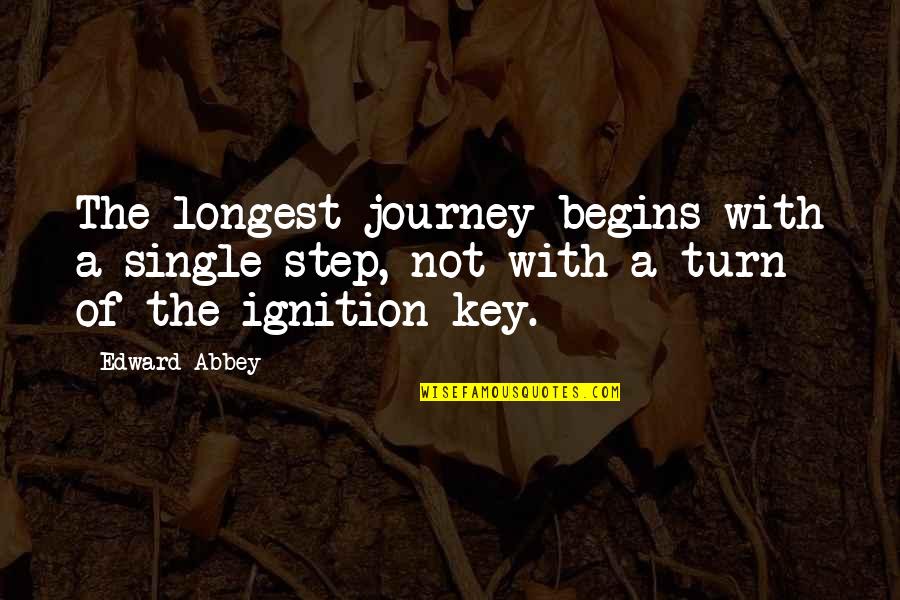 Hiking's Quotes By Edward Abbey: The longest journey begins with a single step,