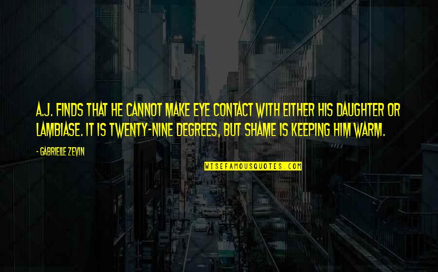 Hilarious Running Quotes By Gabrielle Zevin: A.J. finds that he cannot make eye contact