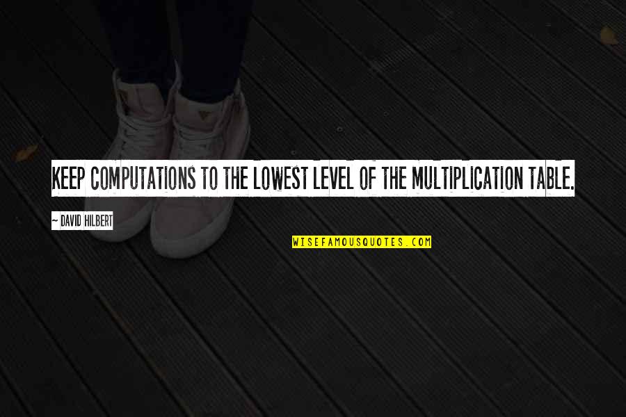 Hilbert Quotes By David Hilbert: Keep computations to the lowest level of the