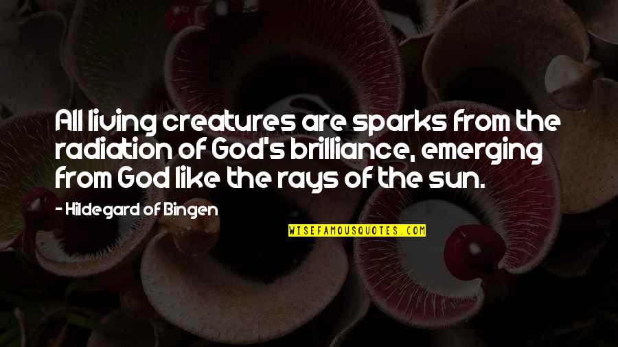 Hildegard Of Bingen Quotes By Hildegard Of Bingen: All living creatures are sparks from the radiation Hildegard Of Bingen Quotes By Hildegard Of Bingen: All living creatures are sparks from the radiation