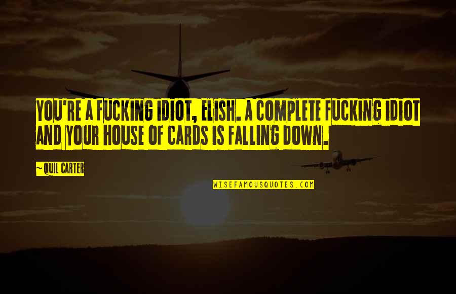 Hilderic King Quotes By Quil Carter: You're a fucking idiot, Elish. A complete fucking Hilderic King Quotes By Quil Carter: You're a fucking idiot, Elish. A complete fucking