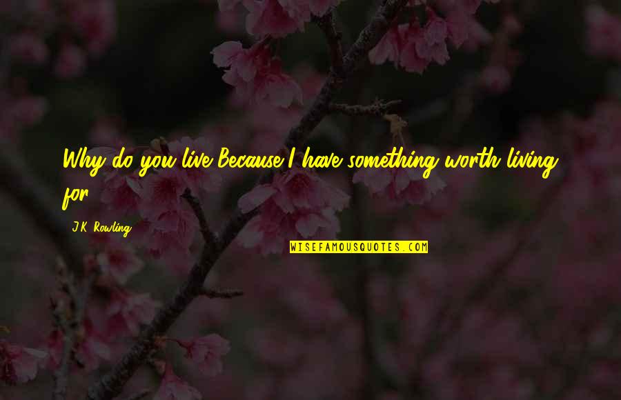 Hilera Definicion Quotes By J.K. Rowling: Why do you live?Because I have something worth Hilera Definicion Quotes By J.K. Rowling: Why do you live?Because I have something worth
