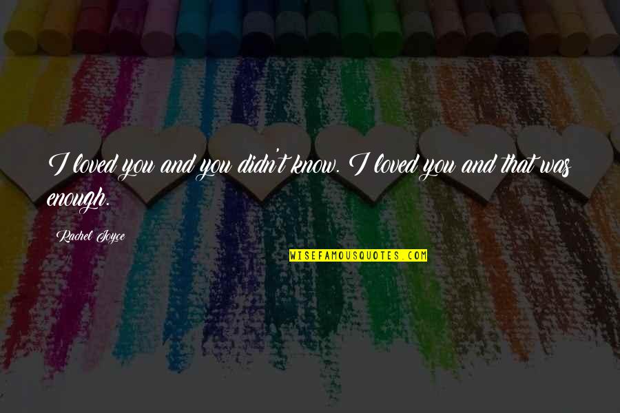 Hilera Quotes By Rachel Joyce: I loved you and you didn't know. I