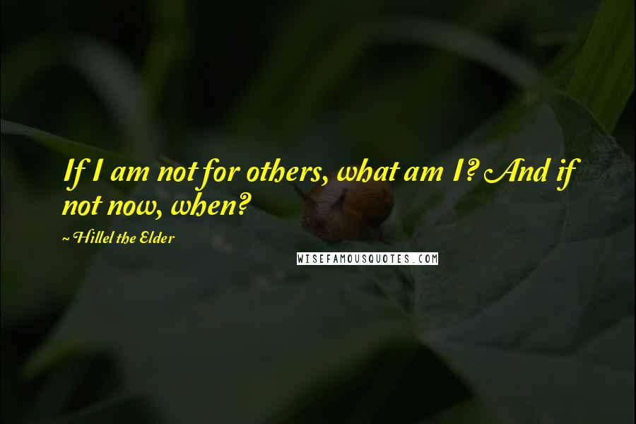 Hillel The Elder quotes: If I am not for others, what am I? And if not now, when?
