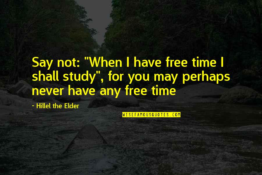 Hillel The Elder Quotes By Hillel The Elder: Say not: "When I have free time I Hillel The Elder Quotes By Hillel The Elder: Say not: "When I have free time I