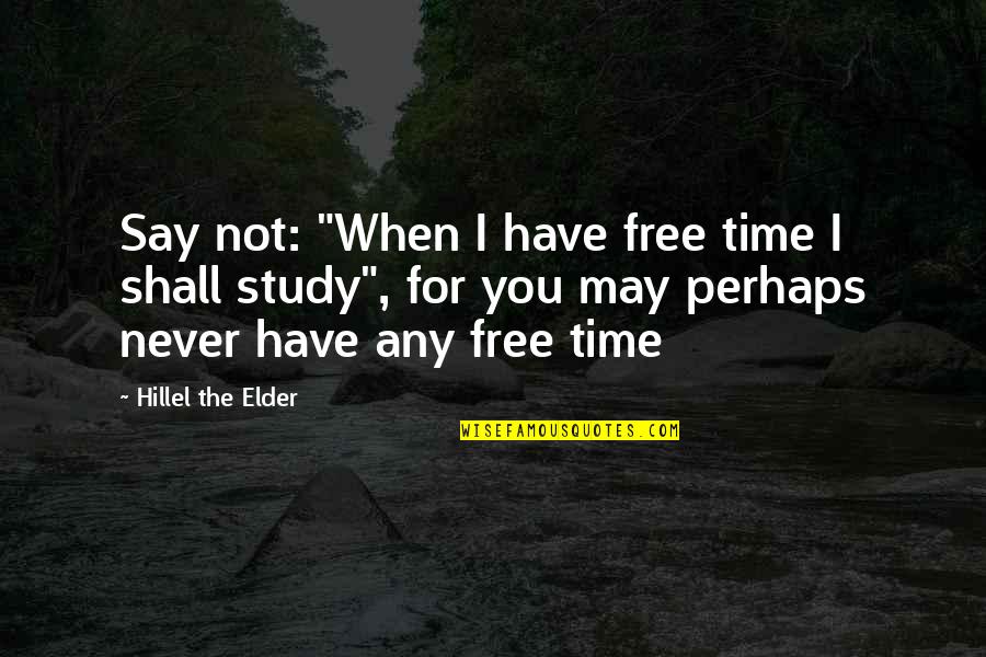 Hillel's Quotes By Hillel The Elder: Say not: "When I have free time I