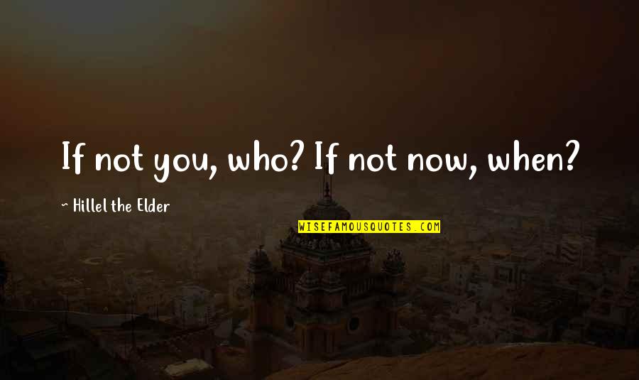Hillel's Quotes By Hillel The Elder: If not you, who? If not now, when?
