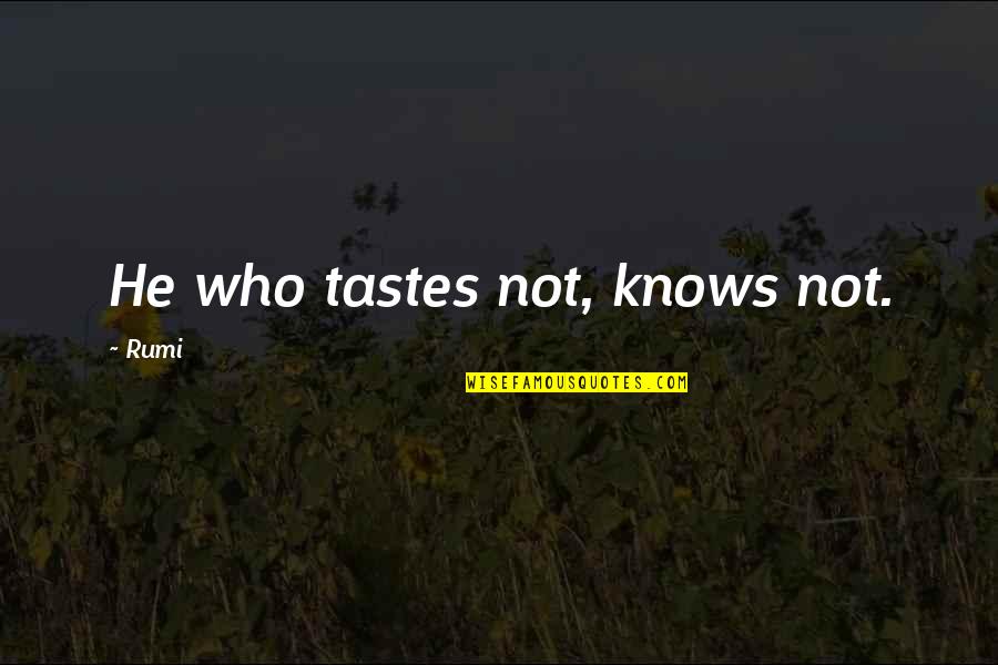 Hillen Tire Quotes By Rumi: He who tastes not, knows not.