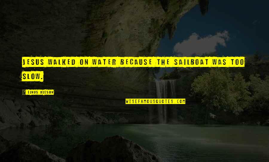 Hillstrom And Associates Quotes By Linus Wilson: Jesus walked on water because the sailboat was Hillstrom And Associates Quotes By Linus Wilson: Jesus walked on water because the sailboat was