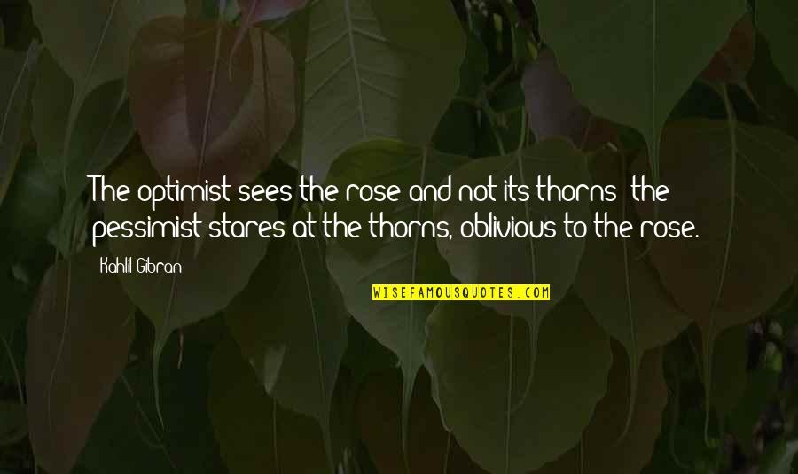 Him After A Fight Quotes By Kahlil Gibran: The optimist sees the rose and not its