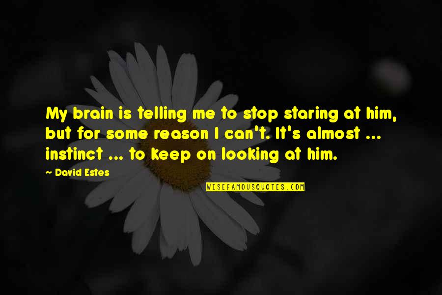 Him Looking At You Quotes By David Estes: My brain is telling me to stop staring