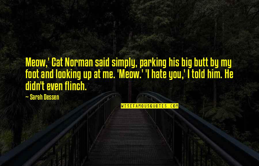 Him Looking At You Quotes By Sarah Dessen: Meow,' Cat Norman said simply, parking his big