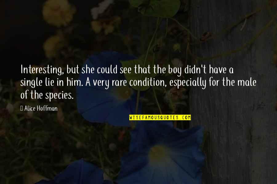 Him Lying Quotes By Alice Hoffman: Interesting, but she could see that the boy Him Lying Quotes By Alice Hoffman: Interesting, but she could see that the boy