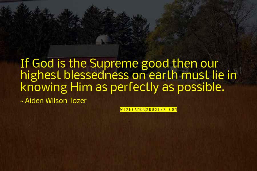 Him Lying To You Quotes By Aiden Wilson Tozer: If God is the Supreme good then our