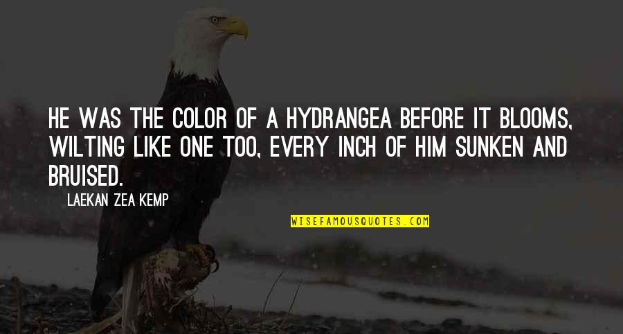 Him One Quotes By Laekan Zea Kemp: He was the color of a hydrangea before Him One Quotes By Laekan Zea Kemp: He was the color of a hydrangea before