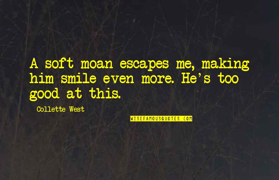 Him Smile Quotes By Collette West: A soft moan escapes me, making him smile