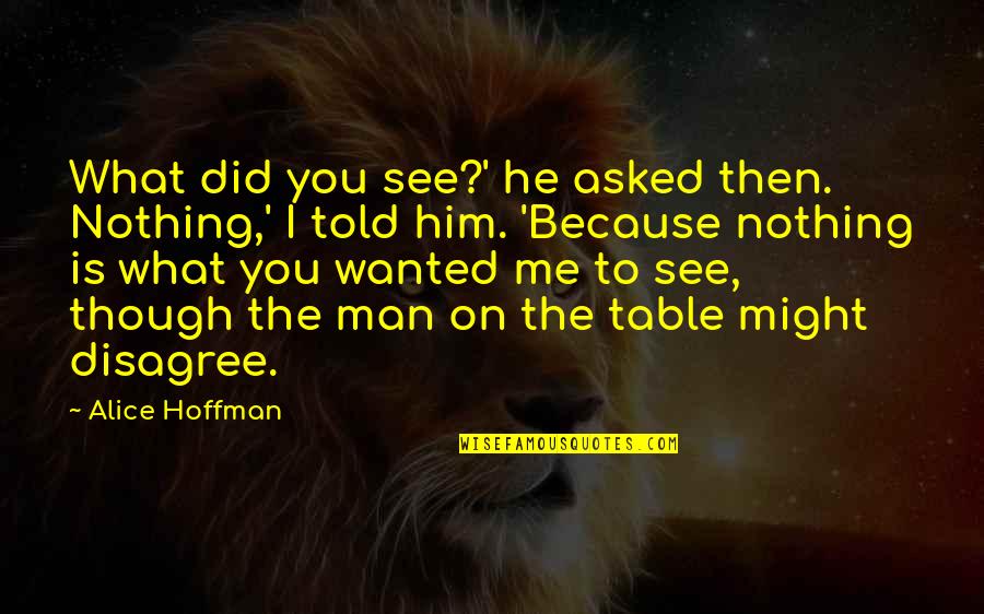 Him Though Quotes By Alice Hoffman: What did you see?' he asked then. Nothing,' Him Though Quotes By Alice Hoffman: What did you see?' he asked then. Nothing,'