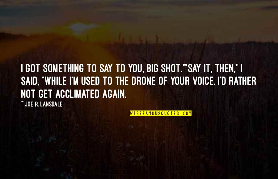 Him Wanting Me Quotes By Joe R. Lansdale: I got something to say to you, big