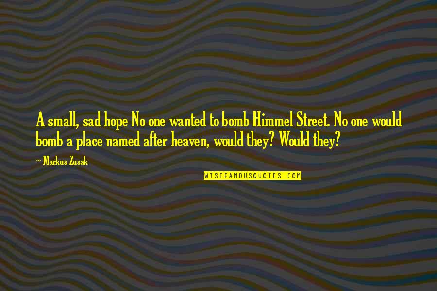 Himmel Street Quotes By Markus Zusak: A small, sad hope No one wanted to
