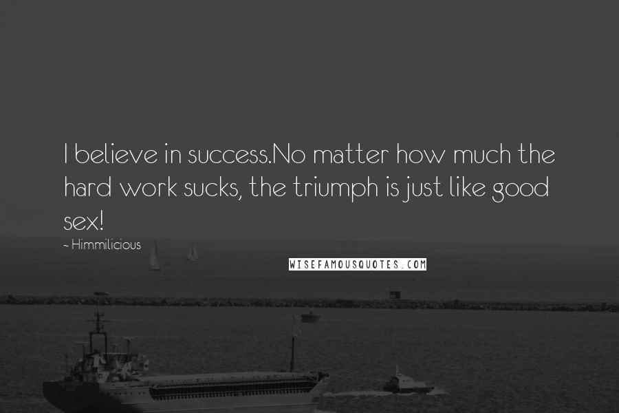 Himmilicious quotes: I believe in success.No matter how much the hard work sucks, the triumph is just like good sex!