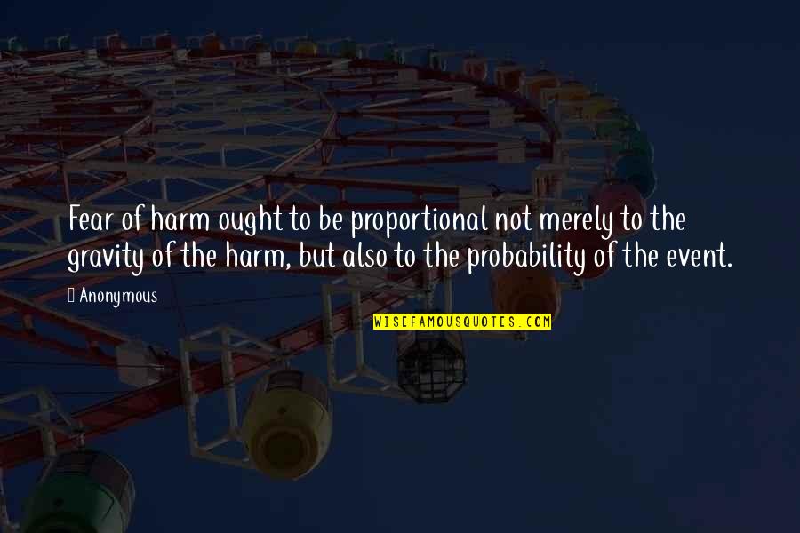 Himpressing Quotes By Anonymous: Fear of harm ought to be proportional not Himpressing Quotes By Anonymous: Fear of harm ought to be proportional not