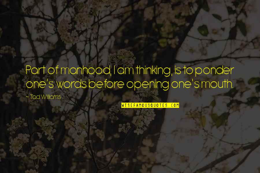 Hinahanap Hanap Kita Quotes By Tad Williams: Part of manhood, I am thinking, is to