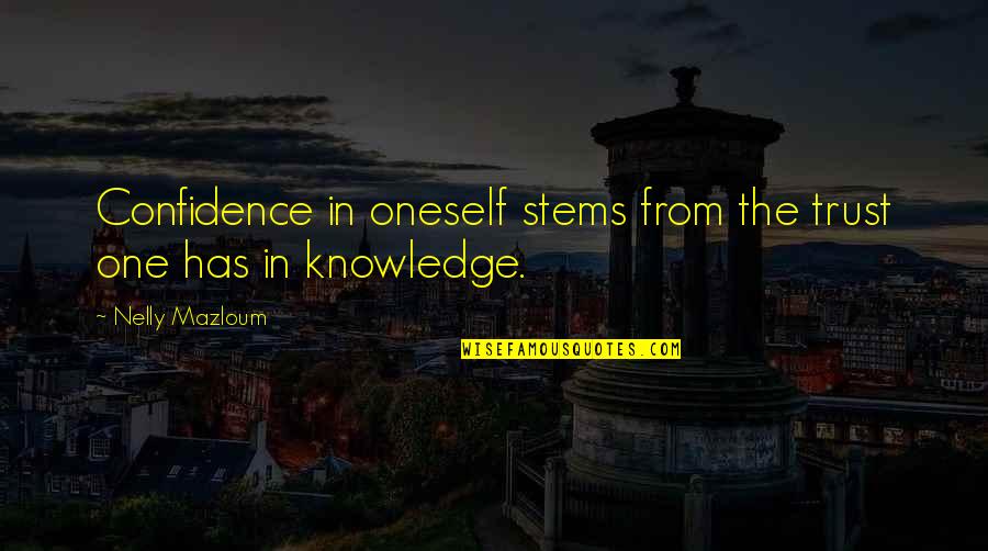 Hindash Palette Quotes By Nelly Mazloum: Confidence in oneself stems from the trust one Hindash Palette Quotes By Nelly Mazloum: Confidence in oneself stems from the trust one