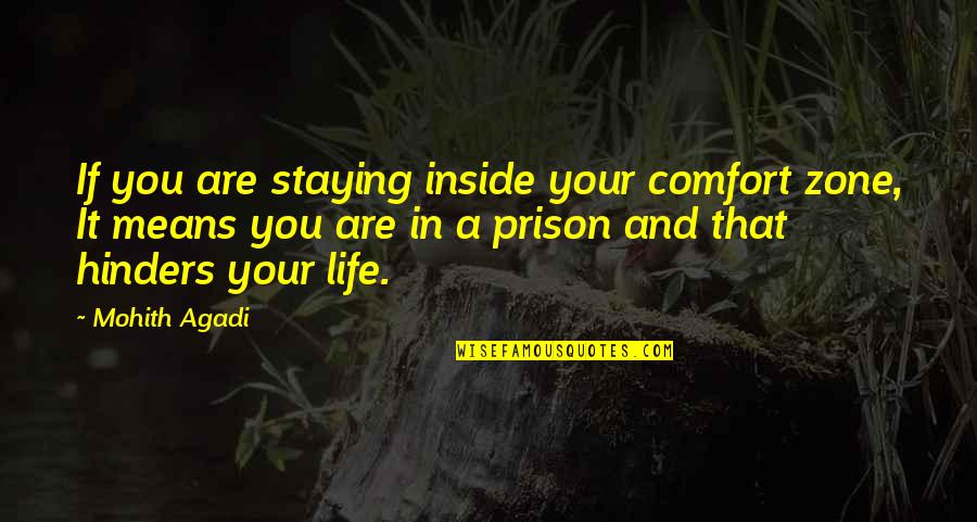 Hinders Quotes By Mohith Agadi: If you are staying inside your comfort zone, Hinders Quotes By Mohith Agadi: If you are staying inside your comfort zone,