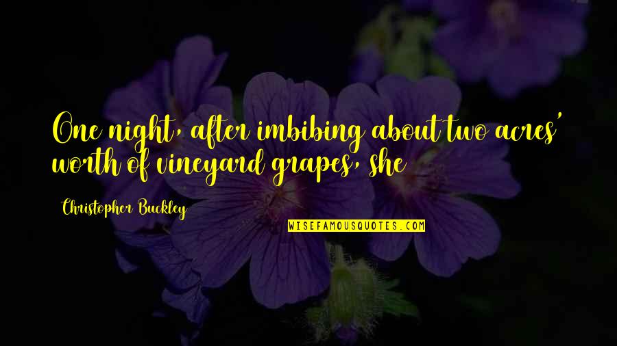 Hindi Font Motivational Quotes By Christopher Buckley: One night, after imbibing about two acres' worth