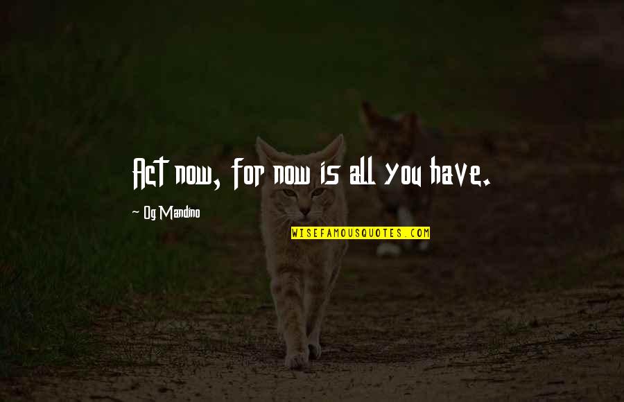 Hindi Kuntento Sa Isa Quotes By Og Mandino: Act now, for now is all you have.