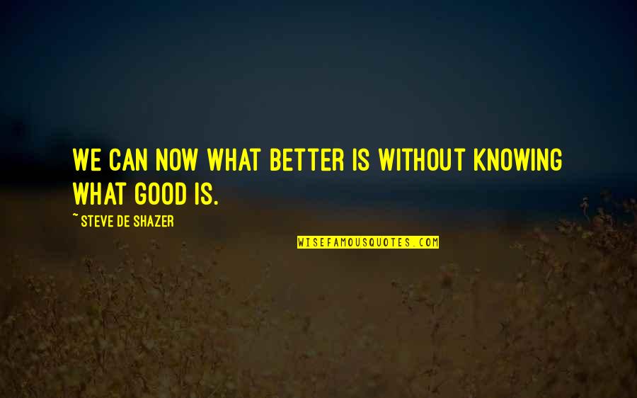 Hindi Maganda Quotes By Steve De Shazer: We can now what better is without knowing