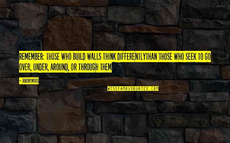 Hindinama Quotes By Anonymous: Remember: those who build walls think differentlythan those