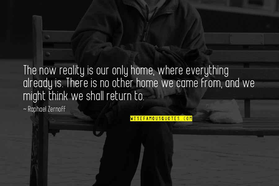 Hindsight Is 20 20 Quotes By Raphael Zernoff: The now reality is our only home, where