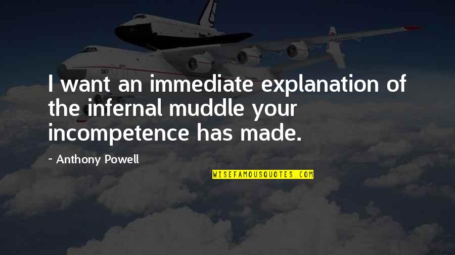 Hindsight Is Always 20 20 Quotes By Anthony Powell: I want an immediate explanation of the infernal