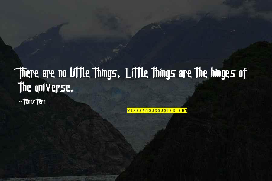 Hinges Quotes By Fanny Fern: There are no little things. Little things are