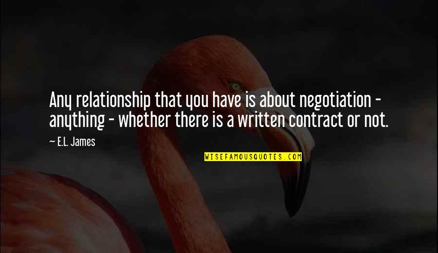 Hinnang Quotes By E.L. James: Any relationship that you have is about negotiation
