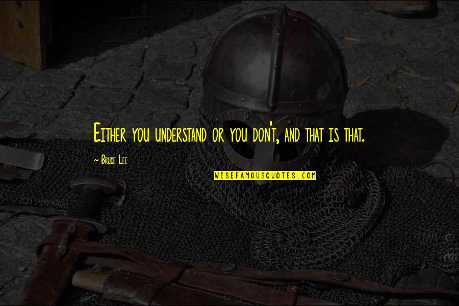 Hinshelwood Theory Quotes By Bruce Lee: Either you understand or you don't, and that