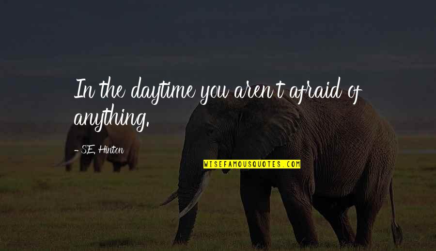 Hinton's Quotes By S.E. Hinton: In the daytime you aren't afraid of anything.